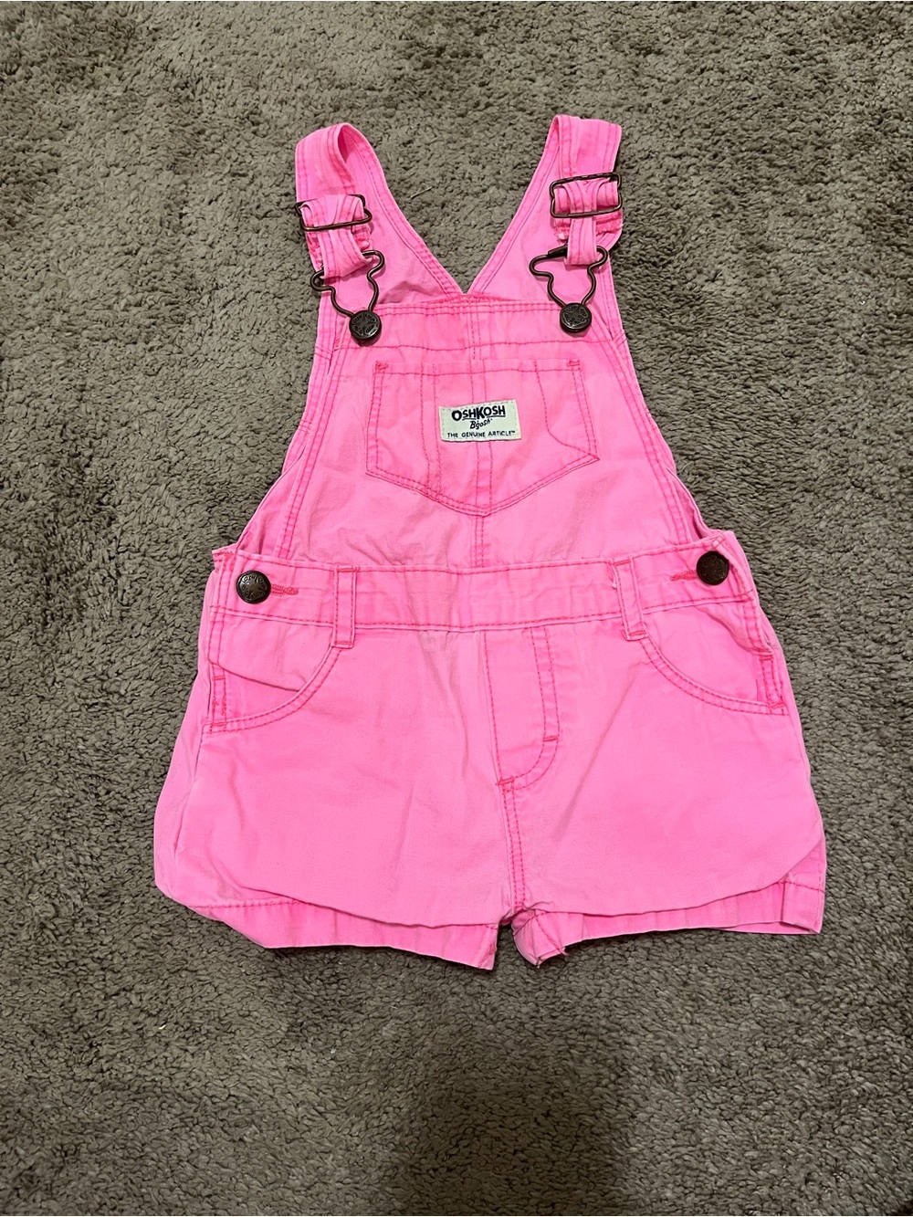OshKosh B'gosh Bright Pink Toddler Shortall Overalls
